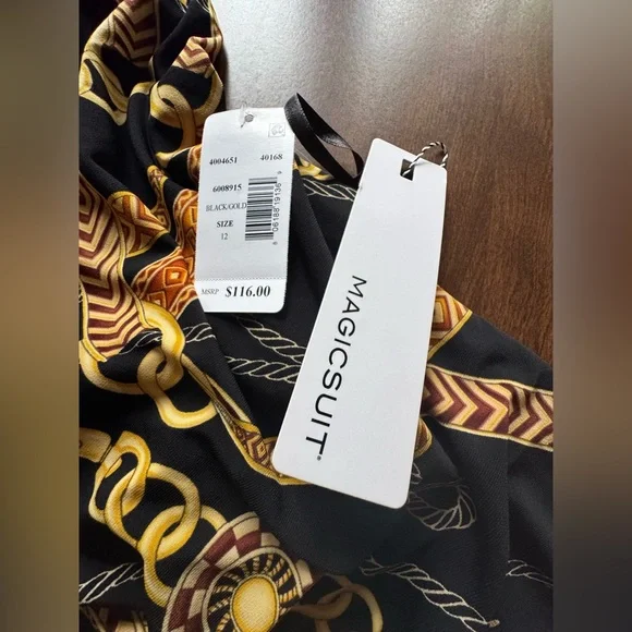 Magicsuit Black and Gold Chain Pattern Top Size 12 NEW with tags - Picture 6 of 10